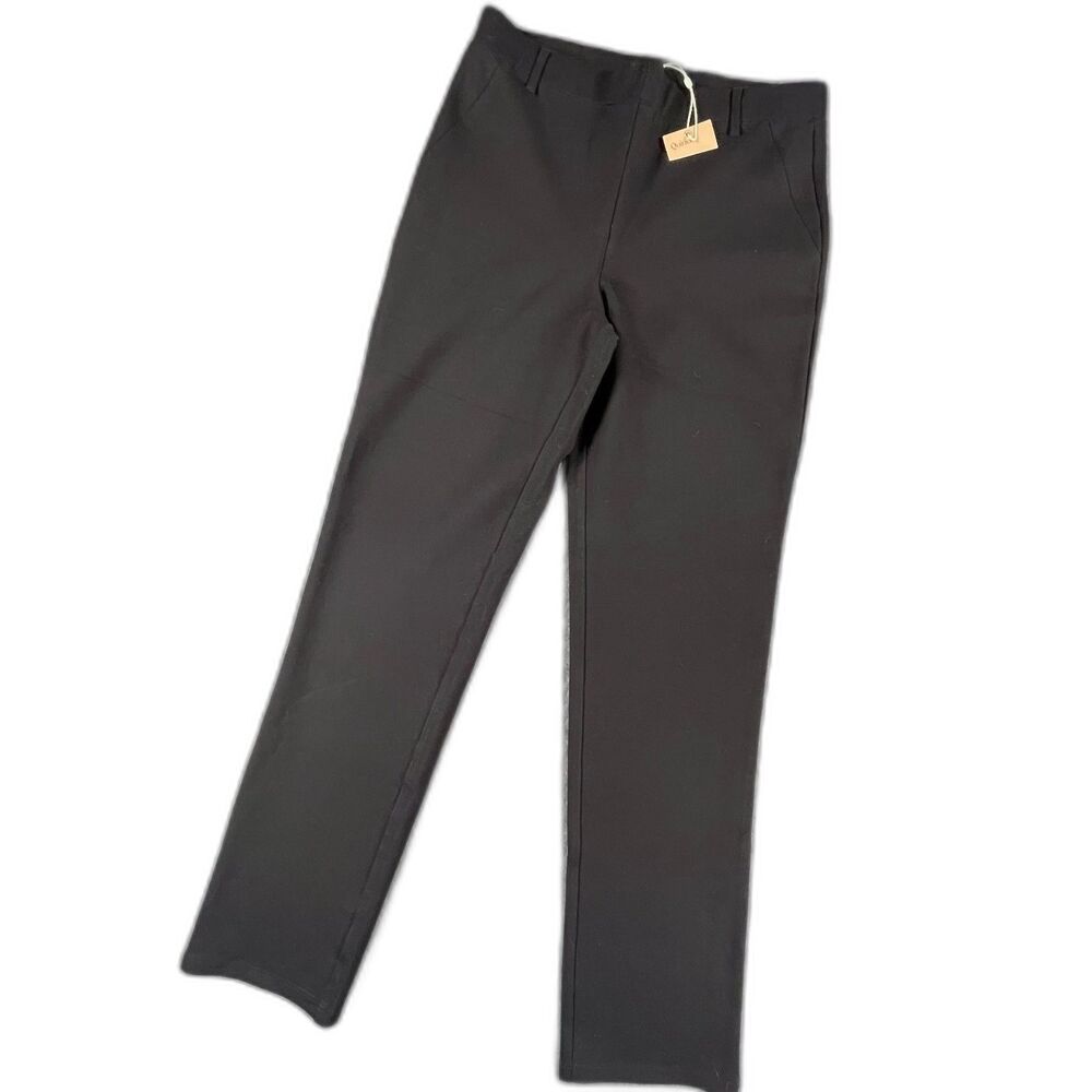 NWT Quince Ultra-Stretch Ponte Straight Leg Pants Medium Black Career Comfort